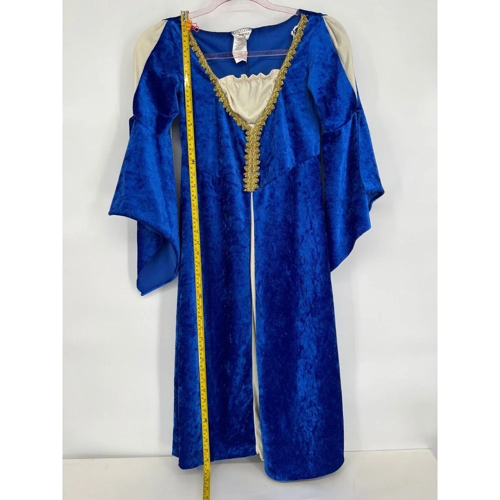 California Costume Regal Princess Dress Blue‎ Velvet Gold Trim Child Medium